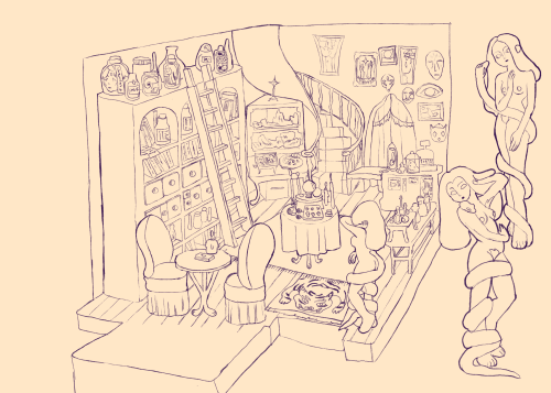 concept art for the interior of the magic shop from my thesis film! ☺done in august 2020 