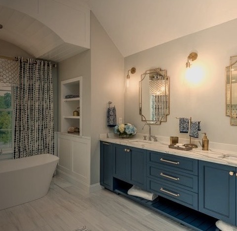 Boston Master Bath BathroomLarge Minimalist Master Gray Tile And Ceramic Tile Ceramic Tile, Gray Floor