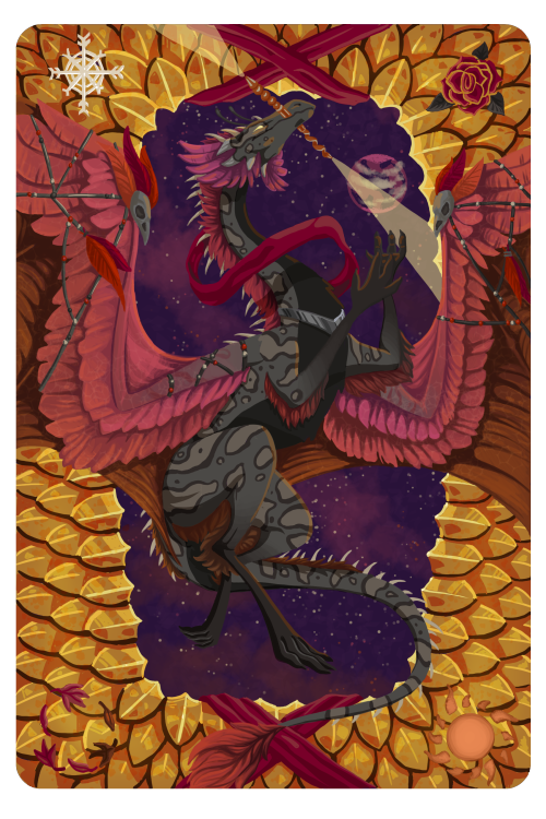 Tarot card of my dragon Aradia as the World.