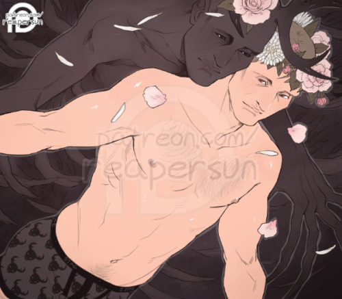 Support me on Patreon => Reapersun on PatreonNovember’s calendar pic~ Two sweet innocent boys with chrysanthemums and peonies~~Link to calendar~