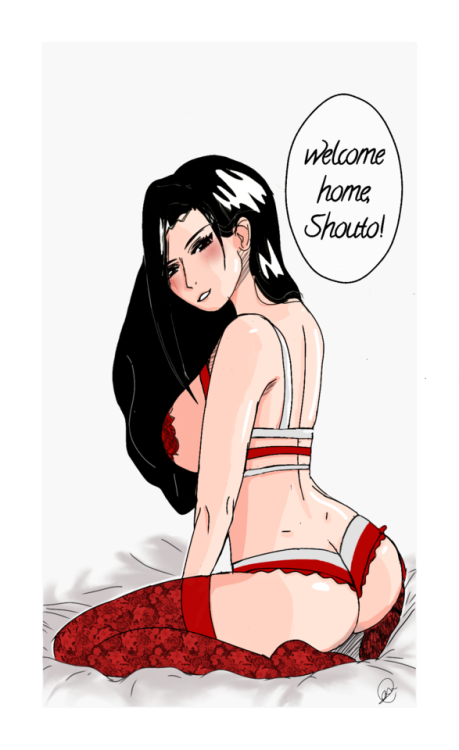 a-kujo:  Yaomomo have a HUGE collection of sexy and provocative lingerie! She would wear them to tease Todoroki after he had a long day of heroing; Or just to surprise him, what happens very often.However, she never had the chance to use it a second time…