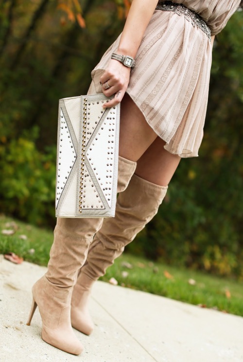 Fashion blogger Carli Bybel from thebeautybybel in Gojane Tie It Up Over The Knee BootsSource: thebe