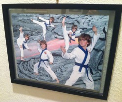 moderatelyexcitedatthedisco:  my boyfriend did karate when he was little and he was the only kid in his class who chose a lava background for this dramatic series of photos  