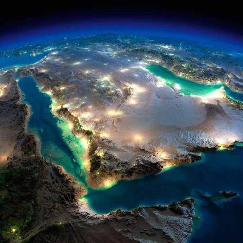 Long Exposure shot of The Arabian Peninsula and East Africa from Space.