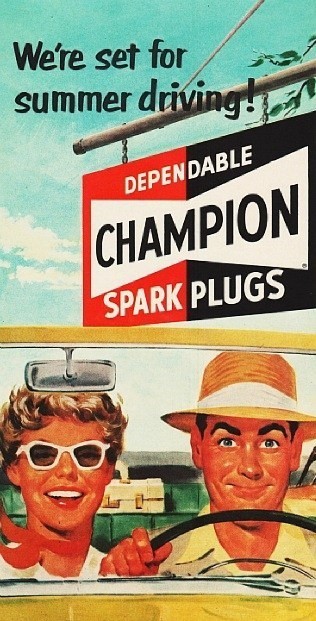 elza32358:Vintage ad for Champion spark plugs 1958.
