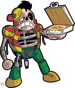 Made this for a friend’s Five Nights At Freddy’s Collab. I’m supposed to be some sort of failed attempt at convincing kids and parents that delivery pizza isn’t worth the hassle. Because driving all the way to a busy restaurant with a bunch of