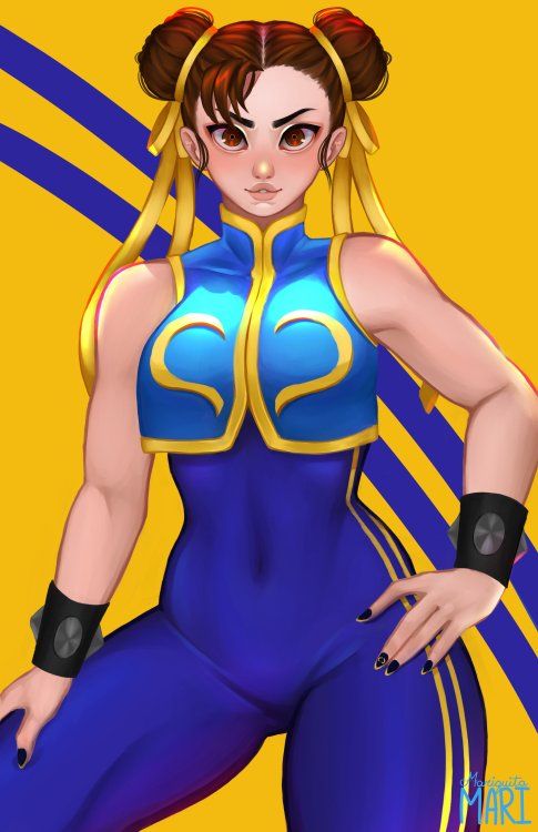 lilafeuer: Chun-Li and Sakura from Street FighterArtist: @MariquitaMari1 (Twitter)