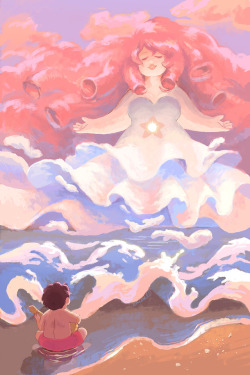 emiett:  I finally made a Steven Universe print! I just want to draw big clouds and big hair and big ladies all the time always… This is available for purchase on my inprnt! 