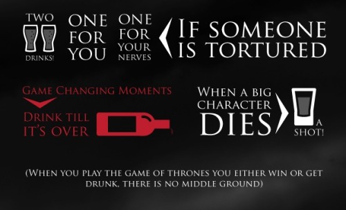 thedrunkenmoogle:Game of Thrones Drinking GameIt’s finally here! Game of Thrones returns to televisi