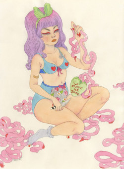 wishcandy:wishcandy:&ldquo;Love ur guts&rdquo; by wishcandyMade for a Valentines/ Anti-Valentines Day show at Pony Club Gallery in Portland, OR.When i love something or someone truly, i am fearless. You will know it, little room for doubt. I chase dreams