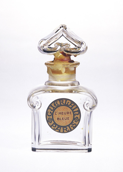 Guerlain, perfume bottle L`Heure Bleue | Blue hour, introduced 1912. Made by Baccarat, France.