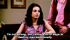 gilmoregeller:television meme [8/20] comedy women∟jackie burkhart: Oh, he’s cute and smiling. I’m go