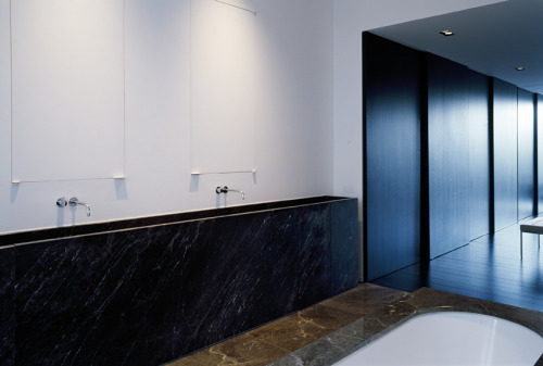 {Taking a look at bathroom vanities for today’s Monday Mix. Particularly, the idea of hiding the mir