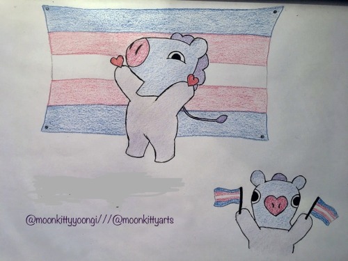 january 2018; color pencil; mang is here to support our trans siblings! 