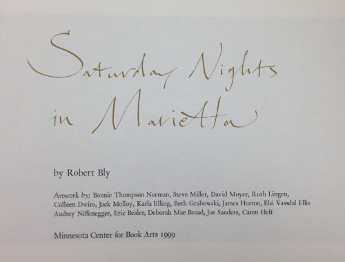 WEIRD FORMAT WEDNESDAY: SATURDAY NIGHT IN MARIETTA This beautiful book features 15 poems by Robert B