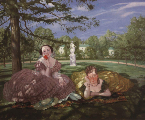 fordarkmornings: Две дамы в парке. Two Ladies in the Park. 1919. Konstantin Somov (Russian, 1869&nda