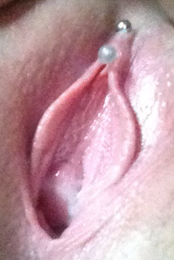 thegoddessoftitsandwine:  My cunt looking all cute and sticky ;P I love my little