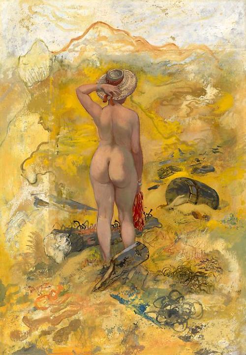 dappledwithshadow:  Female Nude in the Dunes of Cape Cod - George Grosz 