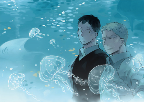 whalessong2:Reiner and bertolt in aquarium