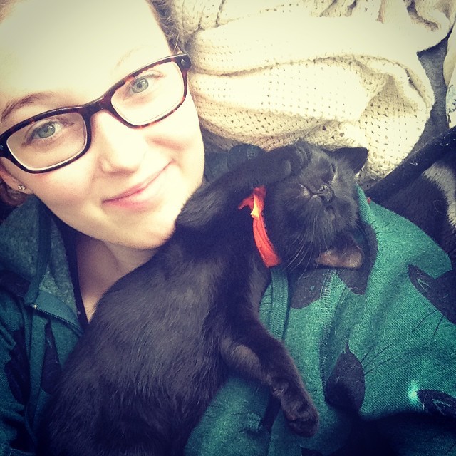 Lucy and I having some cuddle time :) #kitten #blackkitten #cute #cuddletime