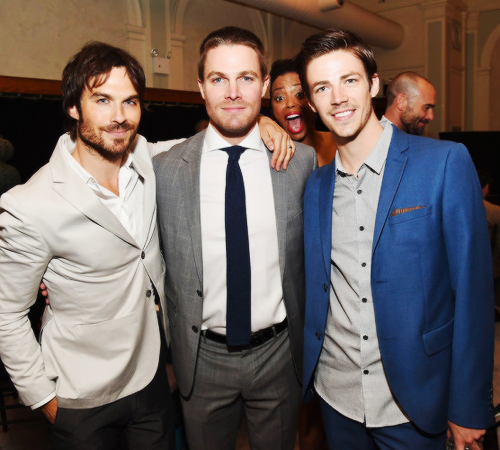 wesleystattoo:  “ I’ll never be able to repeat what Ian Somerhalder said to me. At least Grant Gustin was able to get it together. I suppose he’s just faster than I am.” Stephen Amell The CW 2015 Upfronts