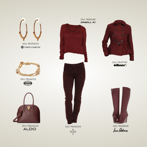 Three different outfits, one perfect color. Try monochrome in crimson, the best color of the season.