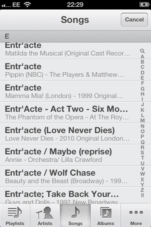 thefansielife: somewhereoverthebarricade: A brief look at the music collection of a theatre geek Me