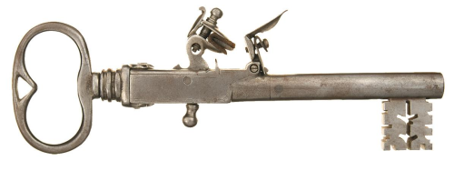 Rare 18th century English flintlock key gun.Sold at Auction: $2,500