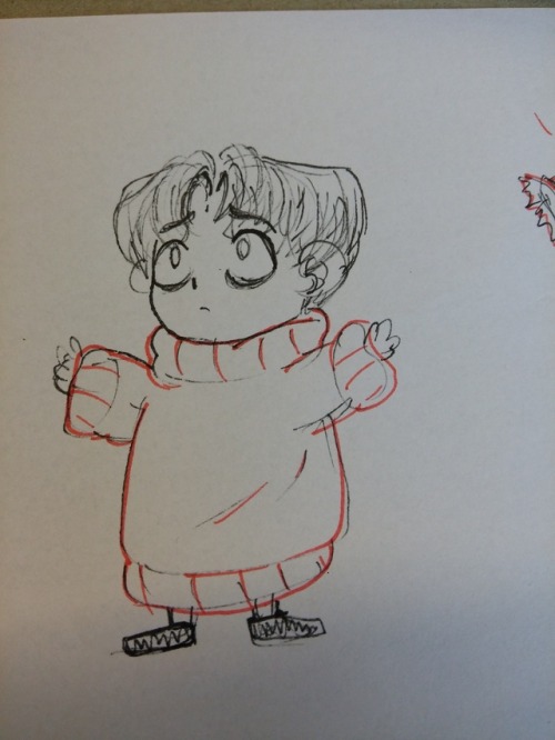 anti-socialzombie:Smoll Bum in a big sweater