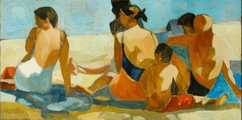 Bathers  -    Otto Krol, 2006Dutch,b.1949-Oil on canvas, 55 x 100 cm.