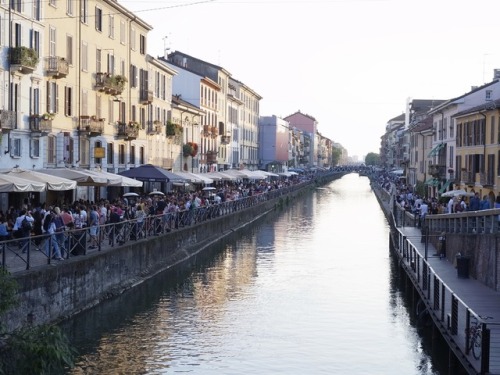 Aperitivo in Milan’s Navigli district.