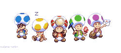michafrar:  Mr. Maaario! You gotta hear this! We did such a good job, they’re promoting us to Royal Guards! The Toad Brigade are my favourite characters from Mario Galaxy and games after that. Had to make them :D (100% view )