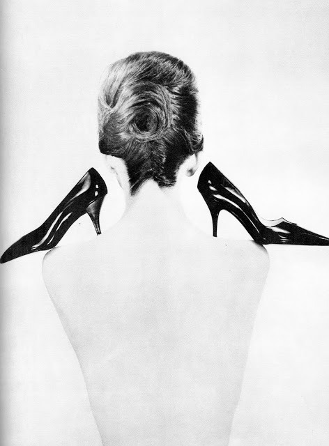 Shoes by Charles Jourdan, coiffure by Carita, photo by Guy Bourdin, French Vogue, April 1960