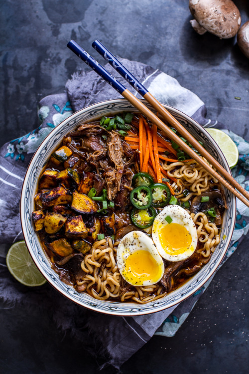 do-not-touch-my-food:Pork Ramen Noodle Soup with Curry Roasted Acorn Squash