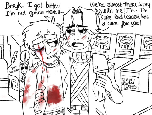 trashpandaballs:  Worst time to propose to your boyfriend: when both of you are being surrounded by zombies in an abandoned arcade and you’re dying.  O H