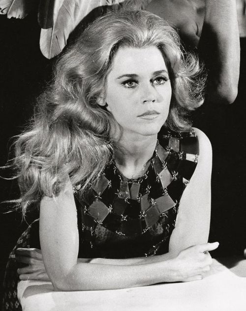 ☆ Jane Fonda, costumed by Paco Rabanne, in publicity photos for the science fiction film Barbarella 