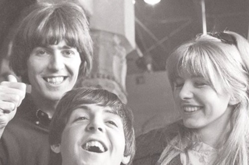 beautiful-jane-asher:Paul McCartney, Jane Asher and George Harrison on the set of Help !, march 1965