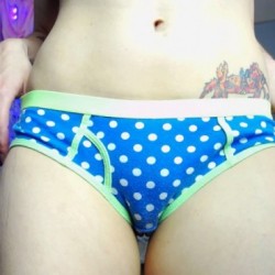 o0pepper0o:  Blue with Neon Polka Dot Panties!