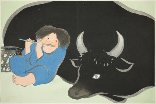 aic-asian: Oxherd Flutist, from the series “Worlds of Things (Momoyogusa)”, Kamisaka Sekka, 1904, Ar