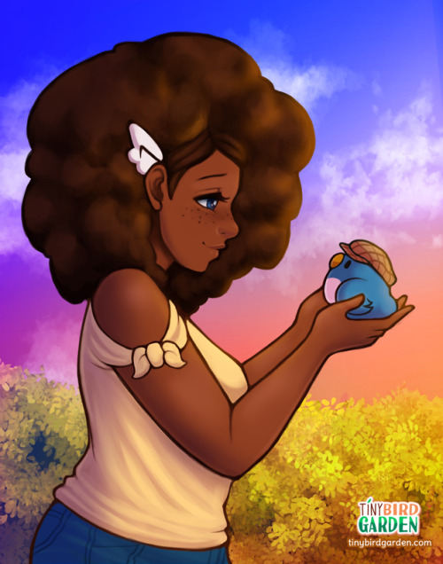 daisyein: Concept art I created for my indie game, Tiny Bird Garden. :) This is Josie and Spirit, tw