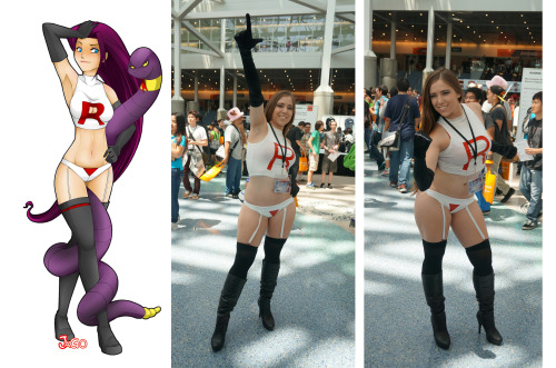 grimphantom:  jagosjunk:  Jessie cosplay Cosplay inspirado en el diseño de mi fan art de Jessie, un gran trabajo de esta hermosa chica, les comparto los links de sus paginas donde podran conocer mas de ella y su trabajo.  Grimphantom: Now that’s awesome!