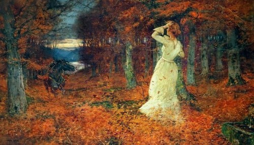 ‘Autumn Leaves’. Tom Scott. Watercolour on card. 1902.