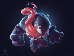 fhtagn-and-tentacles:  VENOM - CUTE BUT DEADLY by Ori Medina based on Derek Laufman’s artwork.