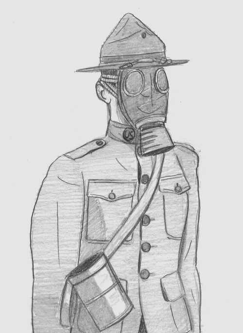US Soldier With German Gas Mask