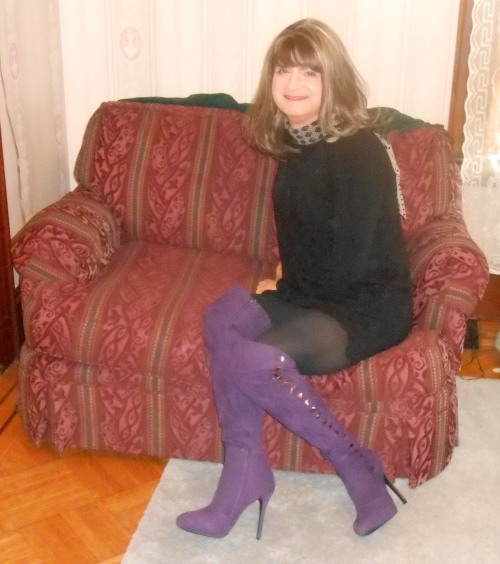 antonialovecd: Me, seated, facing right, without my glasses but wearing my black sweater dress from 