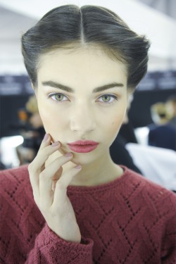 vogueweekend:  Antonina Vasylchenko backstage at Carolina Herrera Fall 2013, New York 