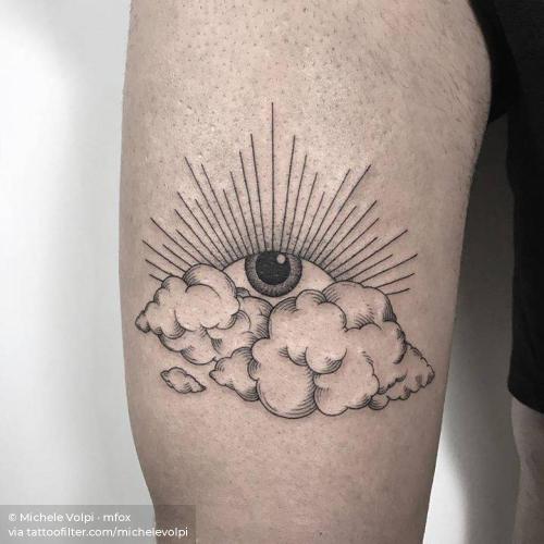 By Michele Volpi · mfox, done in Madrid. http://ttoo.co/p/36084 anatomy;cloud;eye;facebook;good luck;illustrative;line art;medium size;michelevolpi;nature;other;thigh;twitter