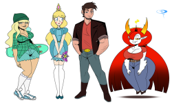 chillguydraws: Now the Thicc-verse versions of the Star VS crew. Only two more left to go through before the roster is full.  ;9