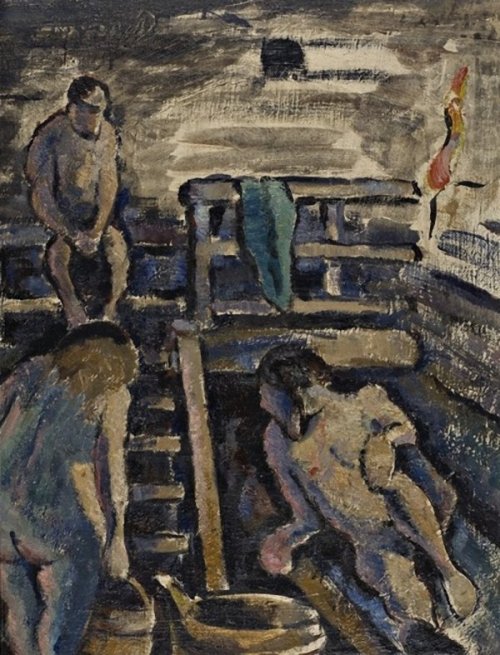 The Sauna  -   Vilho Lampi  1920Finnish, 1898–1936 Oil on board