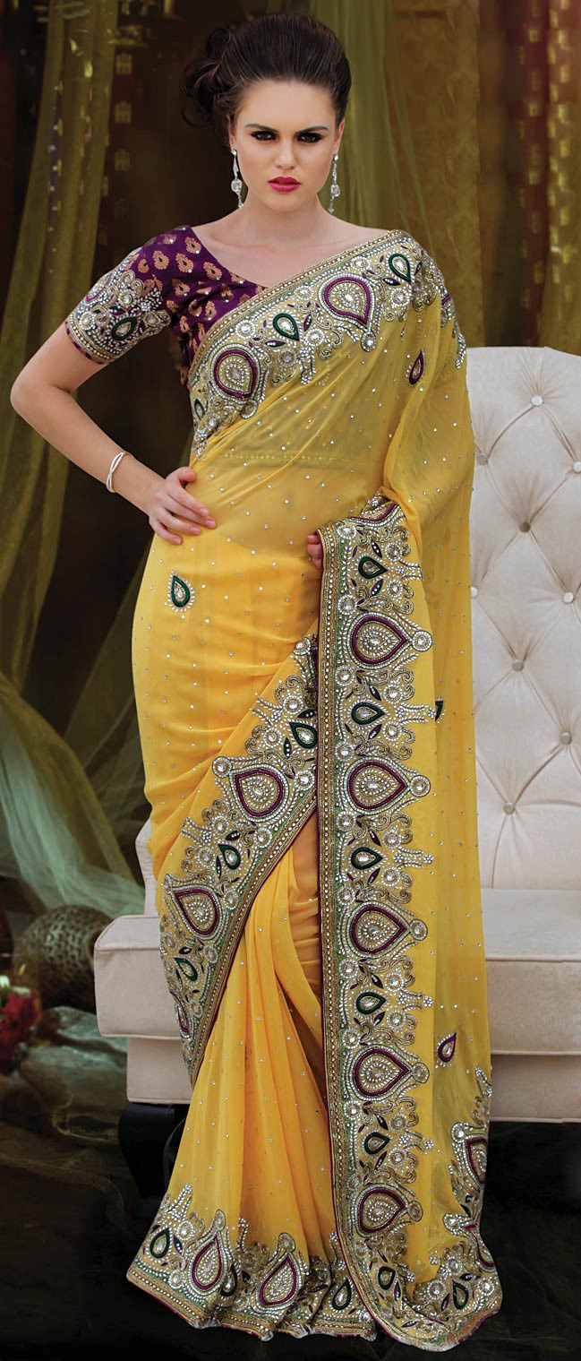 utsavonline:   Click to Shop Yellow Viscose Saree With BlouseItemcode: SDS2126Price: